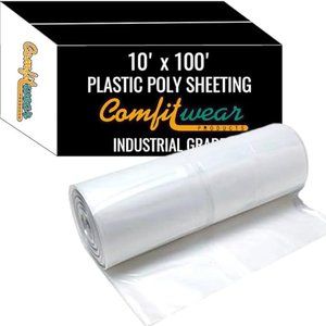 Plastic Poly Sheeting Strong & Durable Industrial 10' x 100' 6 mil 60 Poly Bags